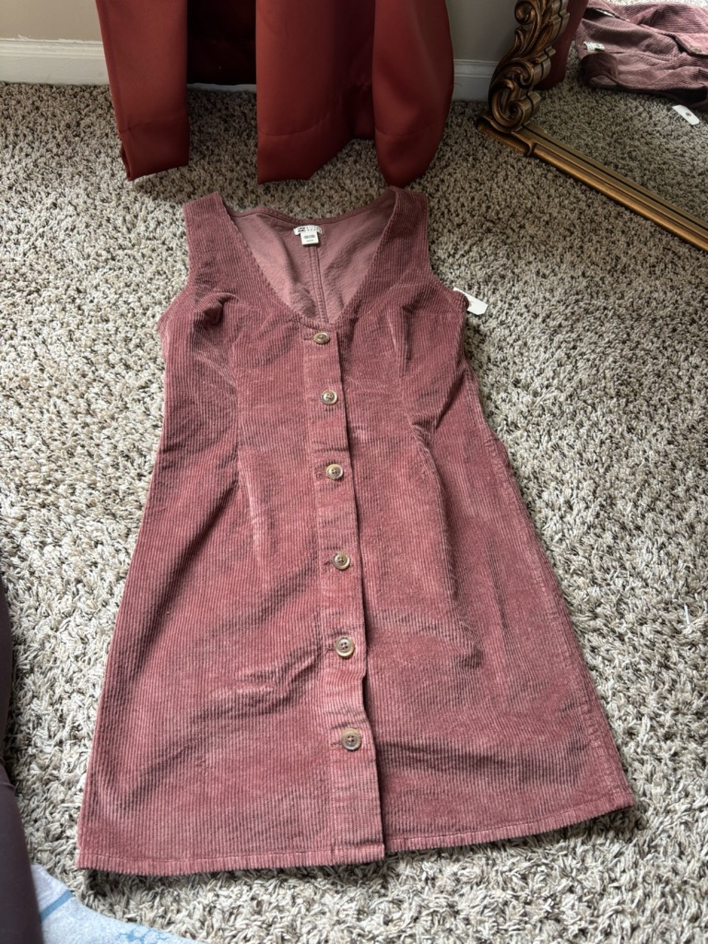 Billabong Mauve Corduroy Button-Front Mini Dress
